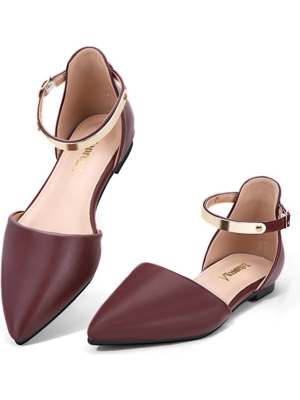 Women's Flats Shoes Rhinestone Wine/Pu Pointed Toe Comfort Flat Silver Bowknot